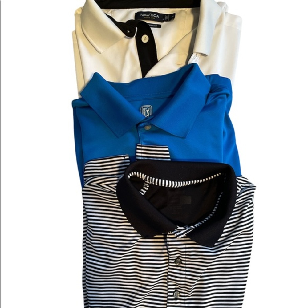 Sold Mens bundle of three golf shirts, PGA, Nautical and Performance